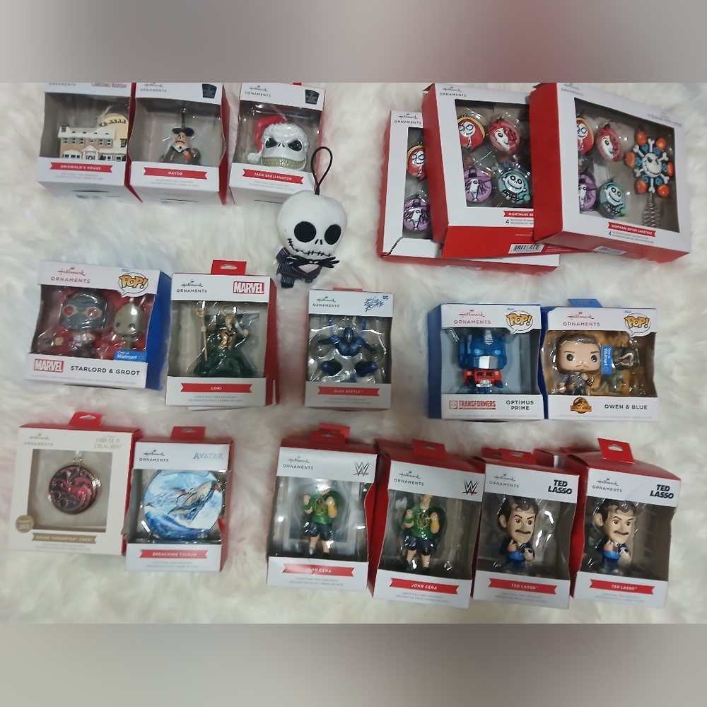 Over 22 Funko POP~Disney~Marvel~Hallmark Collector ornaments.